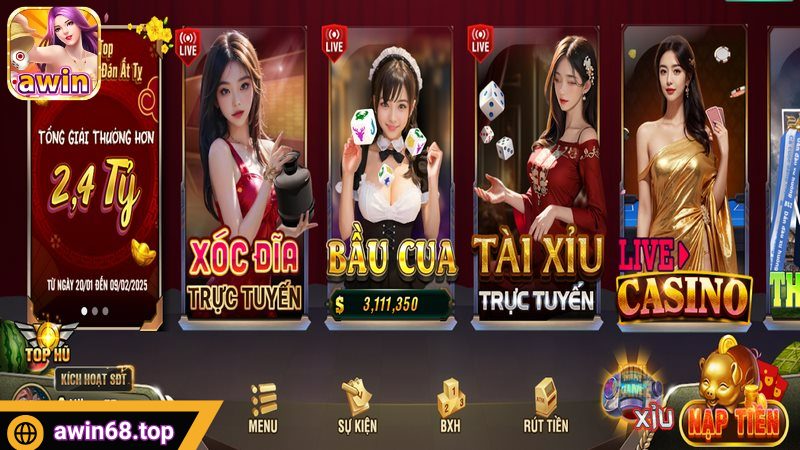 Casino Awin68 quy tụ toàn game hot trên thị trường