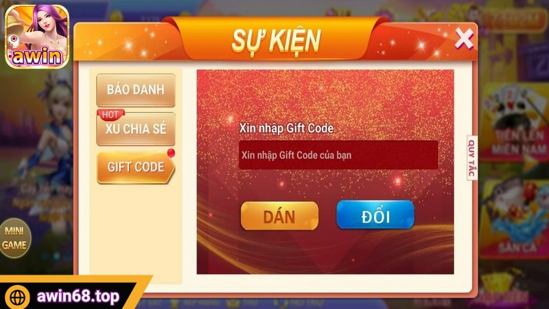 Khuyến mãi Awin68 dạng săn code có thể đổi quà nhanh chóng